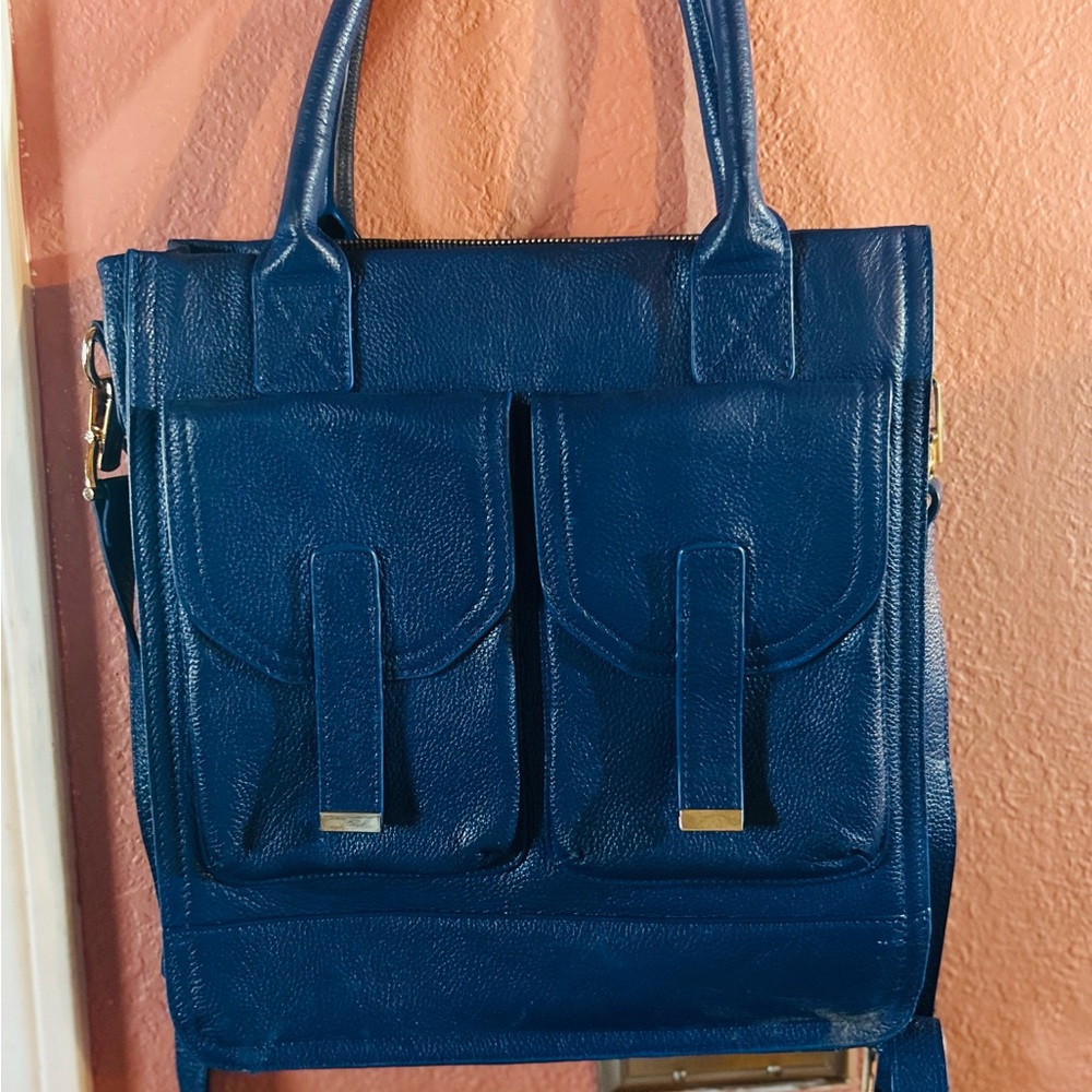 Erica Anenberg Large Blue Leather Business Tote